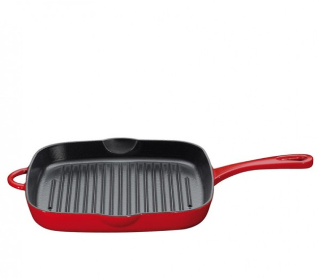 Grillpan rood met handvat