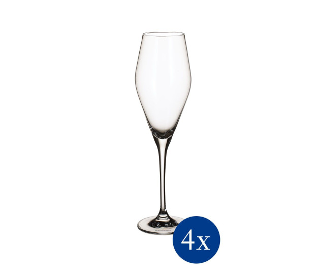 Set van vier champagneflutes