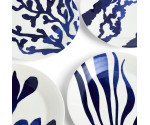 Ontbijtborden set van 4 Mixed Patterns Blue