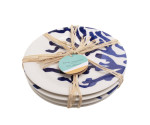 Ontbijtborden set van 4 Mixed Patterns Blue