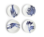 Gebakbordjes set van 4 Mixed patterns Blue