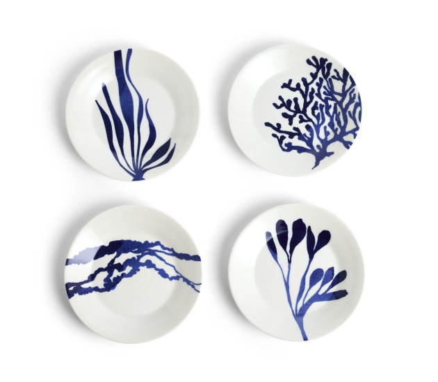 Gebakbordjes set van 4 Mixed patterns Blue