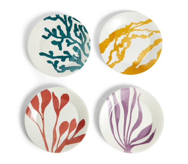 Ontbijtborden set van 4 Mixed Pattern