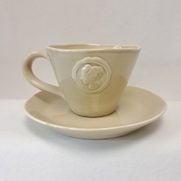 Theekop en schotel Khaki